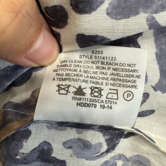 Tory Burch Brigitte Blue Floral Print  Cotton Long-Sleeve Button-Up Blouse Sz 4 - Picture 12 of 12